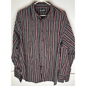 VTG 90s Wrangler Western Flannel Pearl Snap Rancher Shirt | Black Red Gray | XL